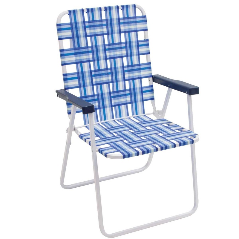 Rio High Back Folding Web Chair Blue White - Foldable Web Chaise Lounge Steel Rio High Back Folding Web Chair Blue White - Foldable Web Chaise Lounge Steel